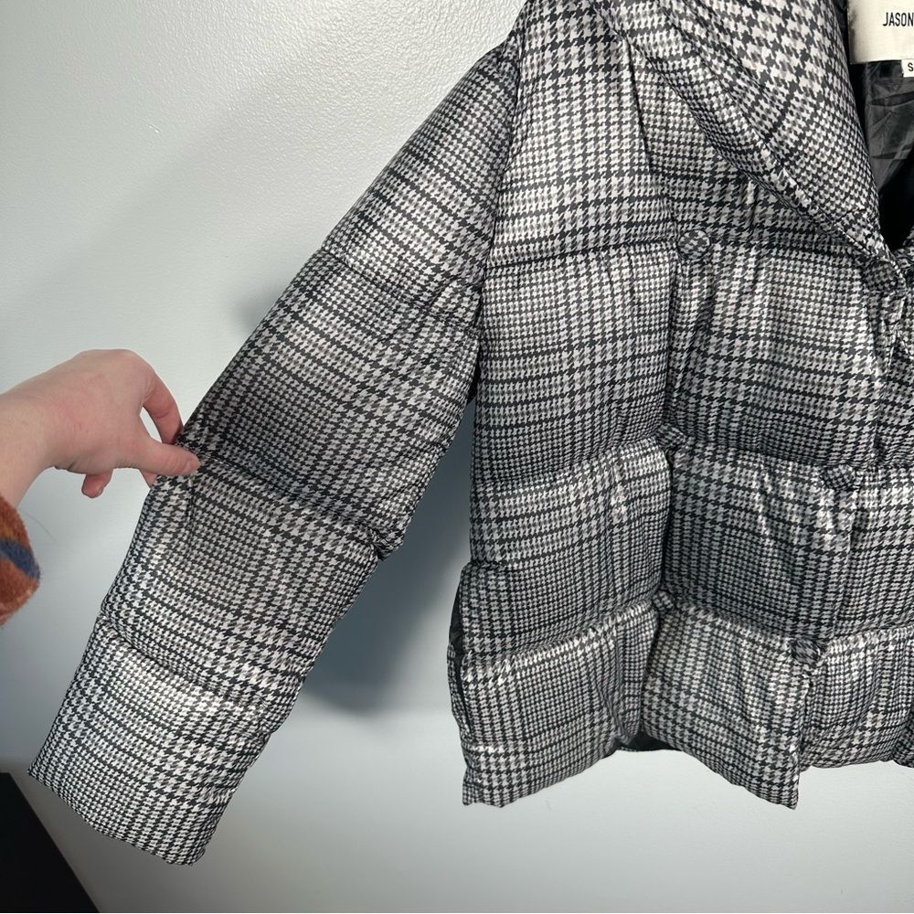 Jason Wu Grey Houndstooth Plaid Double Breasted Puffer Jacket Size Small Chic - Picture 5 of 15